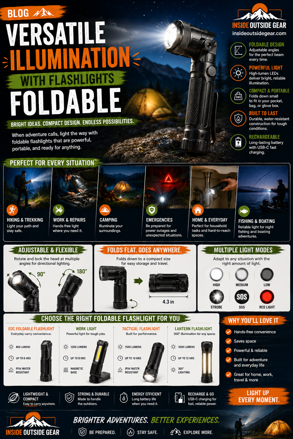 Versatile Illumination with Flashlights Foldable