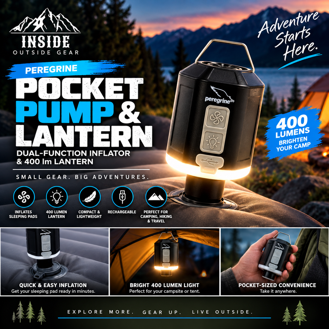 Peregrine Pocket Pump & Lantern: Compact Power for Your Next Camping Adventure
