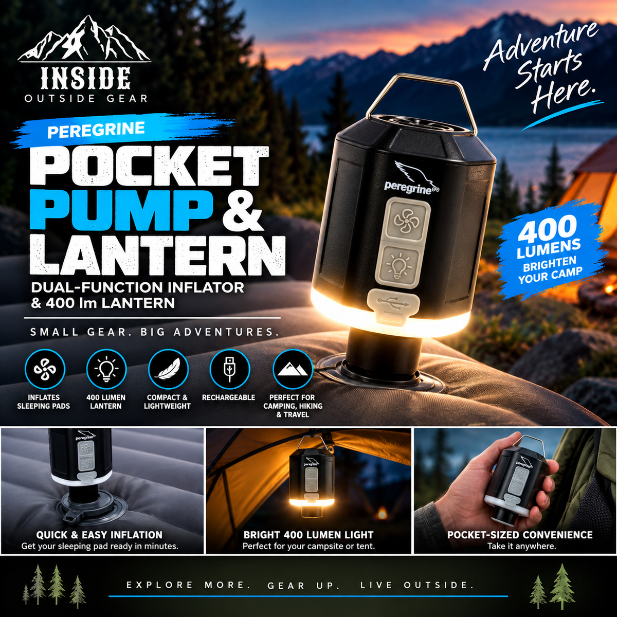 Peregrine Pocket Pump & Lantern: Compact Power for Your Next Camping Adventure
