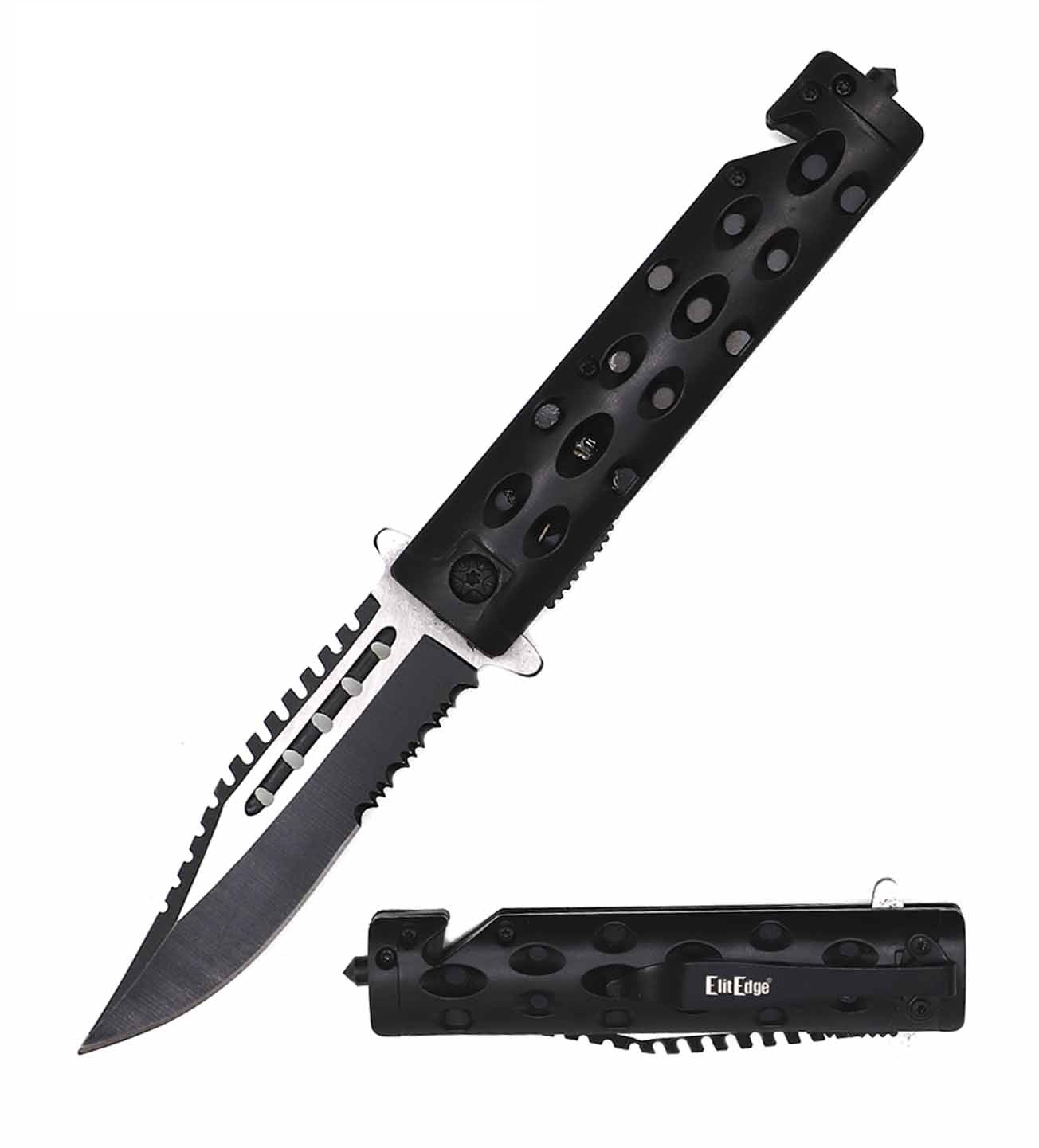 Day Zero Survival 2-Tone Serrated Skull Tactical Spring Assisted Folding Pocket Knife – Multiple Handle Designs