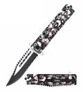 Day Zero Survival 2-Tone Serrated Skull Tactical Spring Assisted Folding Pocket Knife – Multiple Handle Designs