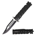 Day Zero Survival 8.5" Black Tactical Fighter Spring Assisted Rescue Pocket Knife