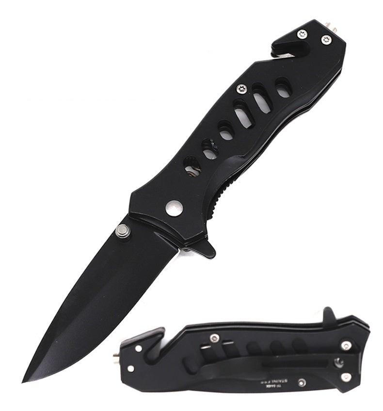 Day Zero Survival 7.25" EDC Spring Assisted Folding Pocket Knife with Glass Breaker & Seatbelt Cutter