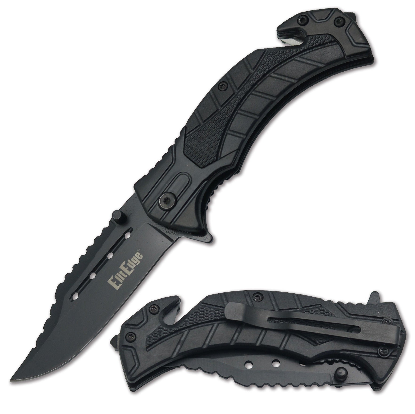 Day Zero Survival 9" Tactical Rescue Spring Assisted Folding Pocket Knife – Multiple Handle Designs