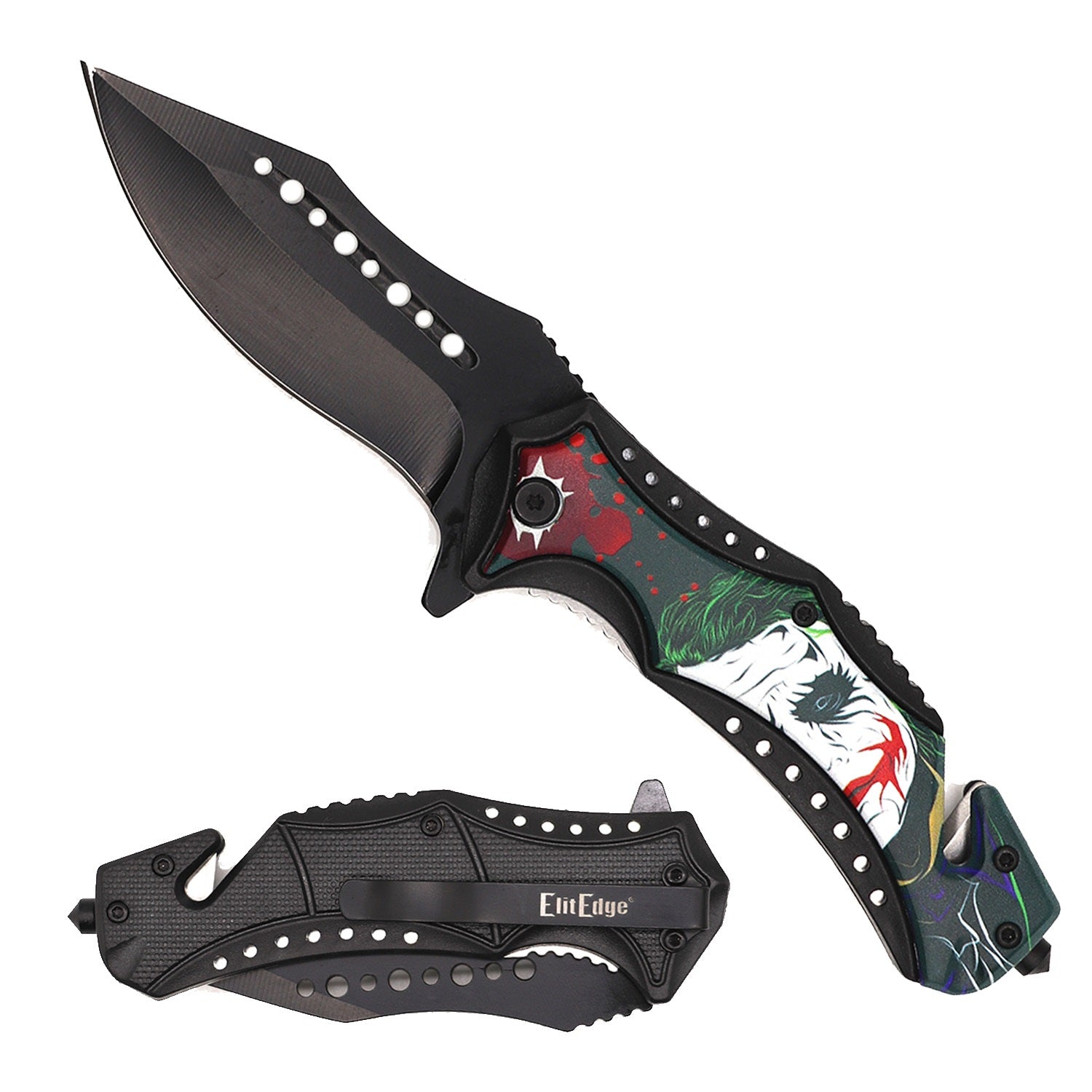 Day Zero Survival 8.5" Tactical Rescue Spring Assisted Folding Pocket Knife – Multiple 3D Design Options
