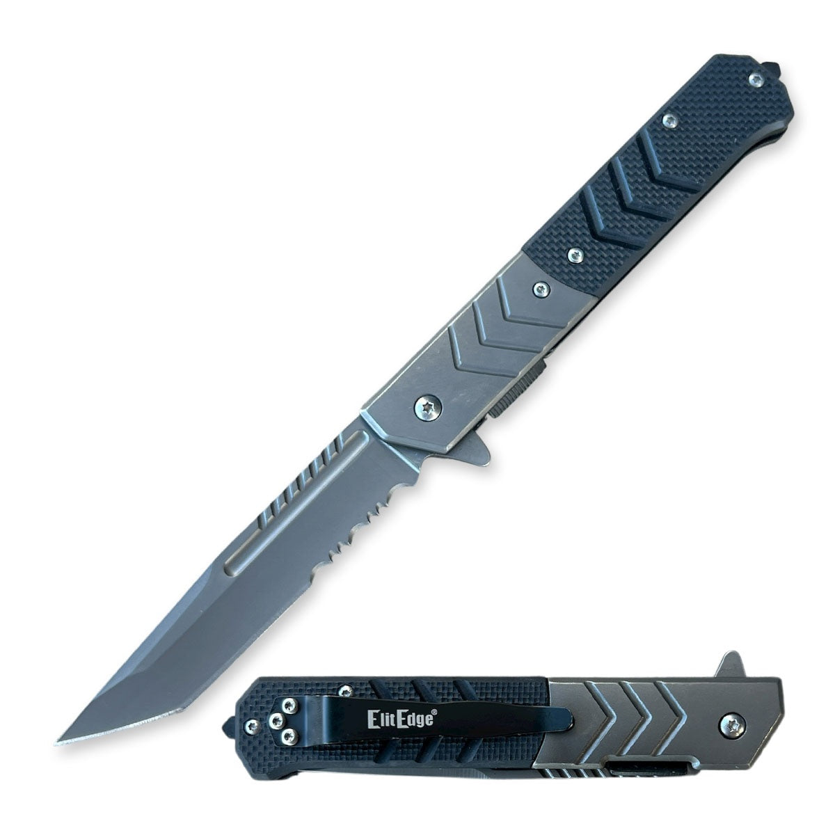 9" Military G10 Handle Tanto Serrated 440C Steel Blade Spring Assist Pocket Knife - 3 Color Selection