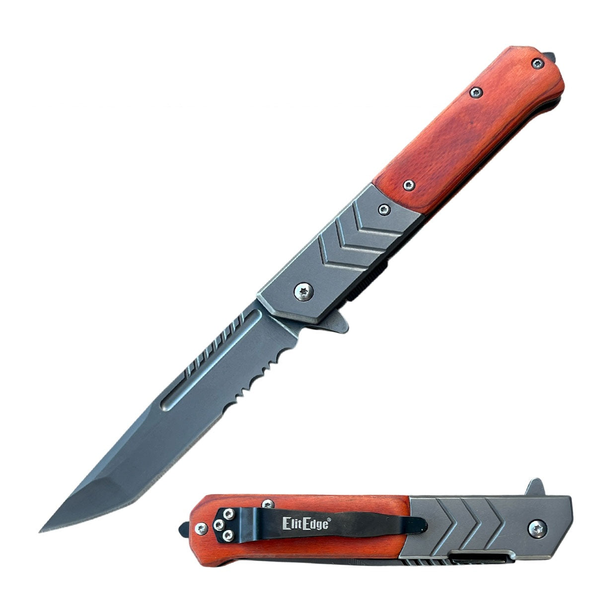 9" Military G10 Handle Tanto Serrated 440C Steel Blade Spring Assist Pocket Knife - 3 Color Selection