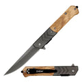 9" Military Wood Handle Tactical Spring Assisted Pocket Knife - 2 Color Selection