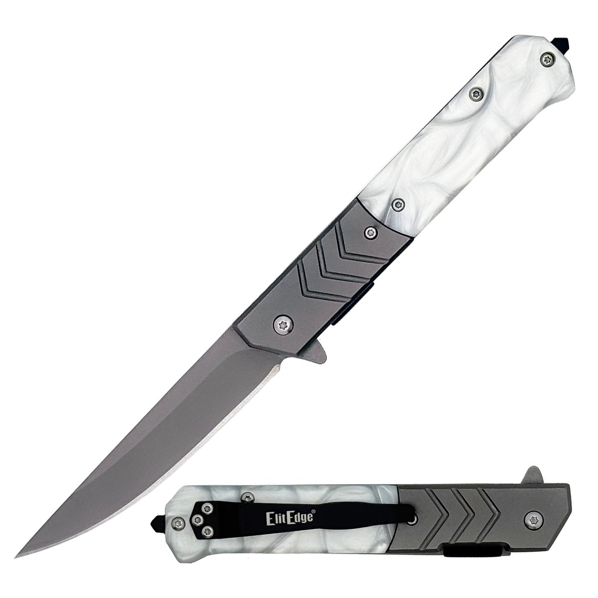 9" Military Wood Handle Tactical Spring Assisted Pocket Knife - 2 Color Selection
