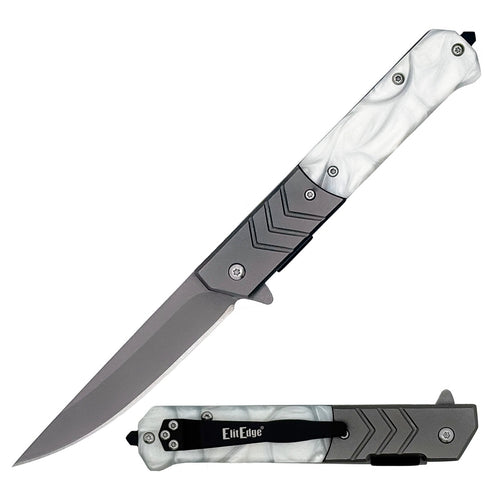 9" Military Wood Handle Tactical Spring Assisted Pocket Knife - 2 Color Selection