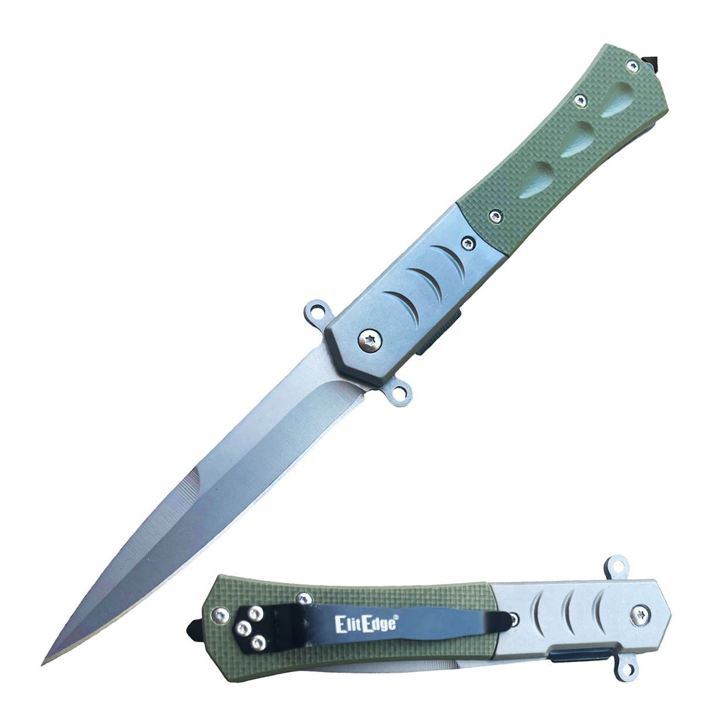 Military G10 Spring Assisted Pocket Knife Spear Point Blade - 2 Color Selection