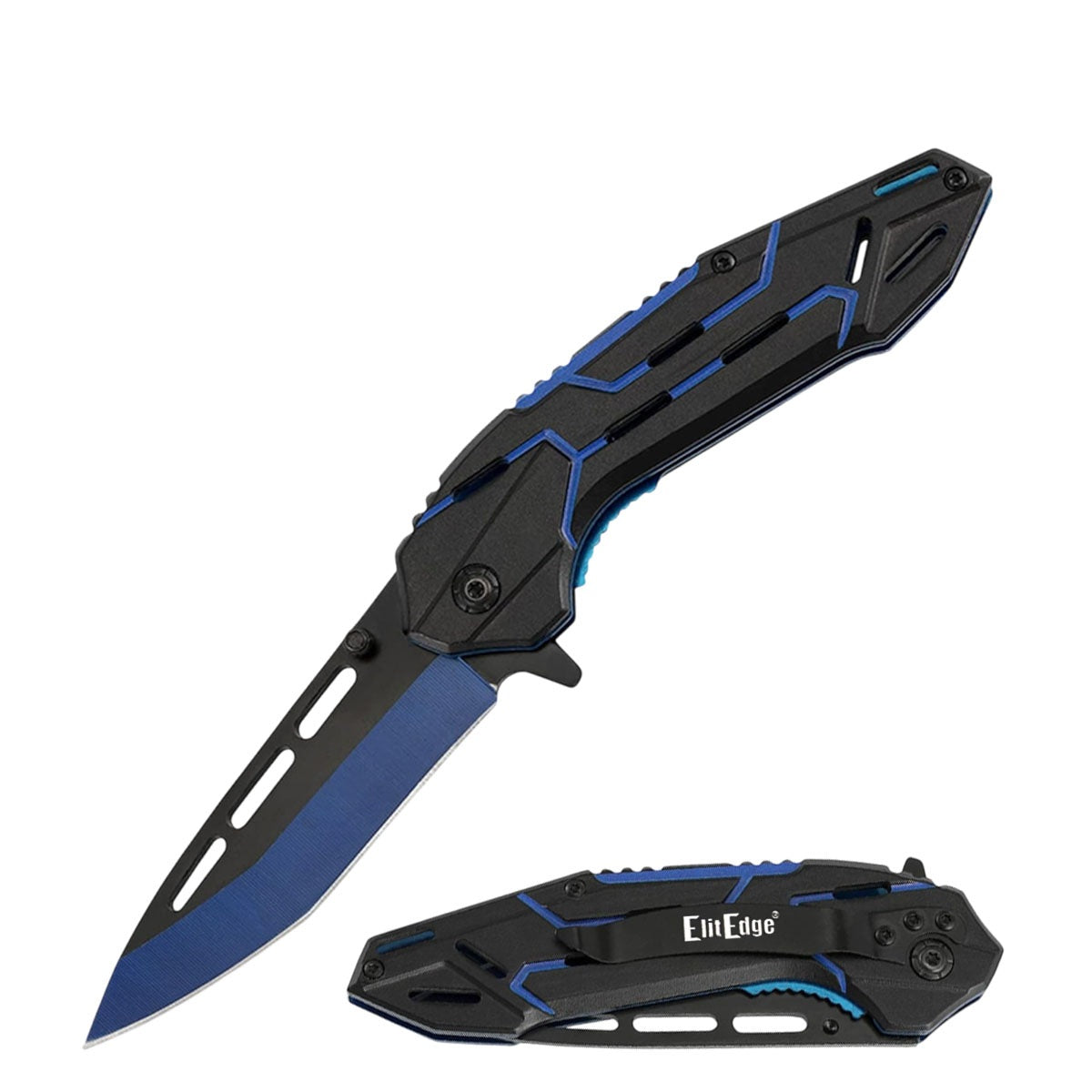 8.25" ElectroPlated Spring Assisted Opening Pocket Knife - 2 Color Selection