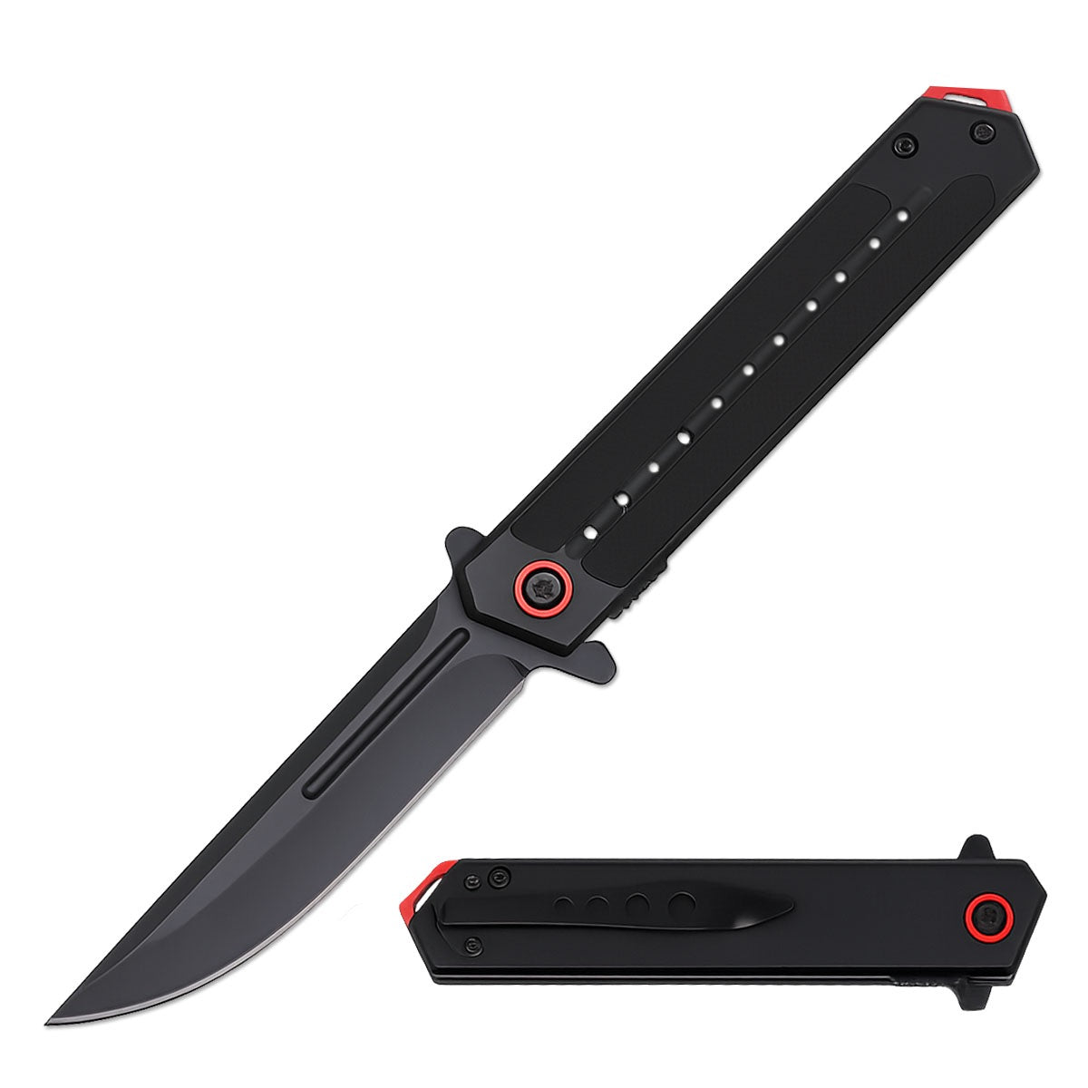 Ghostline Series 8.5" Spring Assisted Pocket Knife Collection – 440C Steel Tanto & Clip Point Blades
