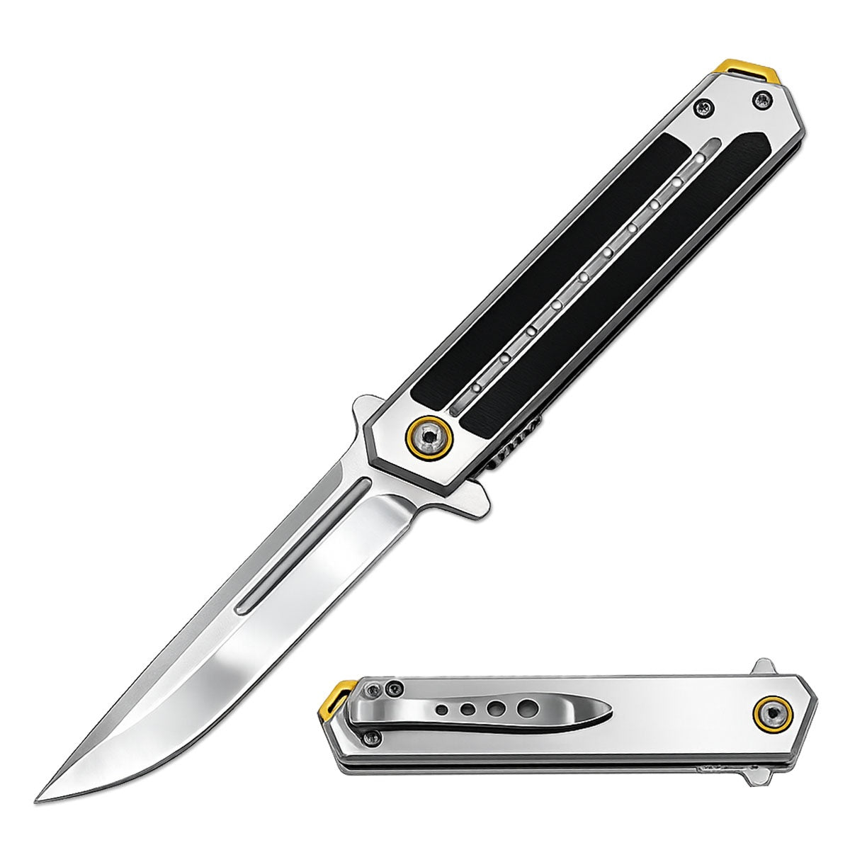 Ghostline Series 8.5" Spring Assisted Pocket Knife Collection – 440C Steel Tanto & Clip Point Blades