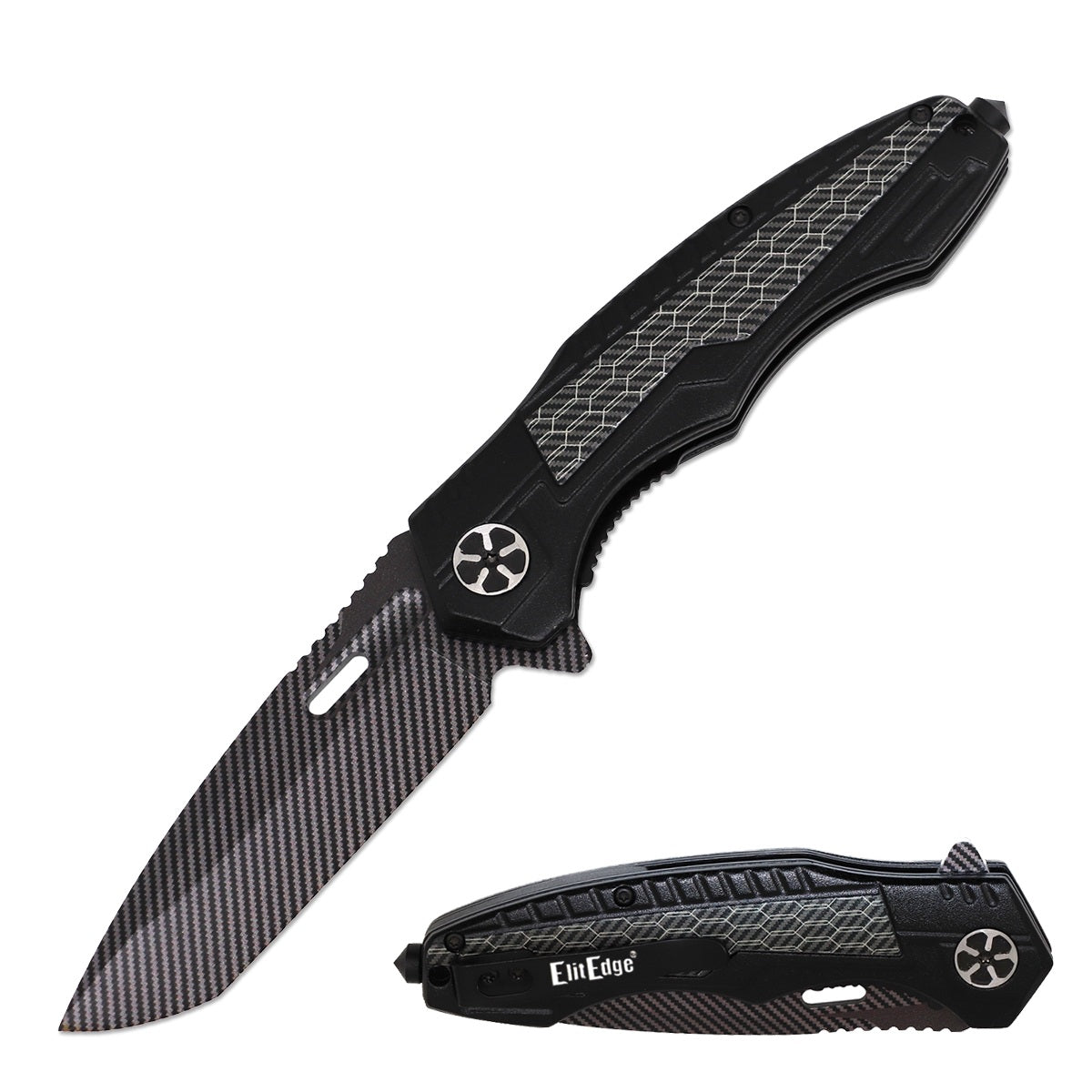 Day Zero Survival 8.25" Carbon Fiber Tactical Spring Assisted Pocket Knife – Multiple Colors