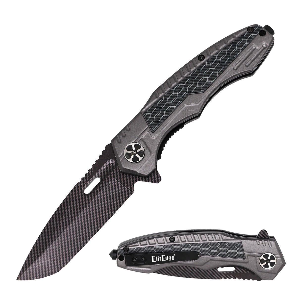 Day Zero Survival 8.25" Carbon Fiber Tactical Spring Assisted Pocket Knife – Multiple Colors