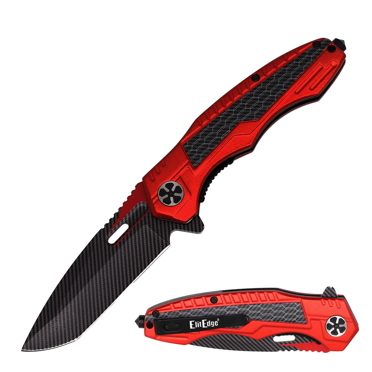 Day Zero Survival 8.25" Carbon Fiber Tactical Spring Assisted Pocket Knife – Multiple Colors