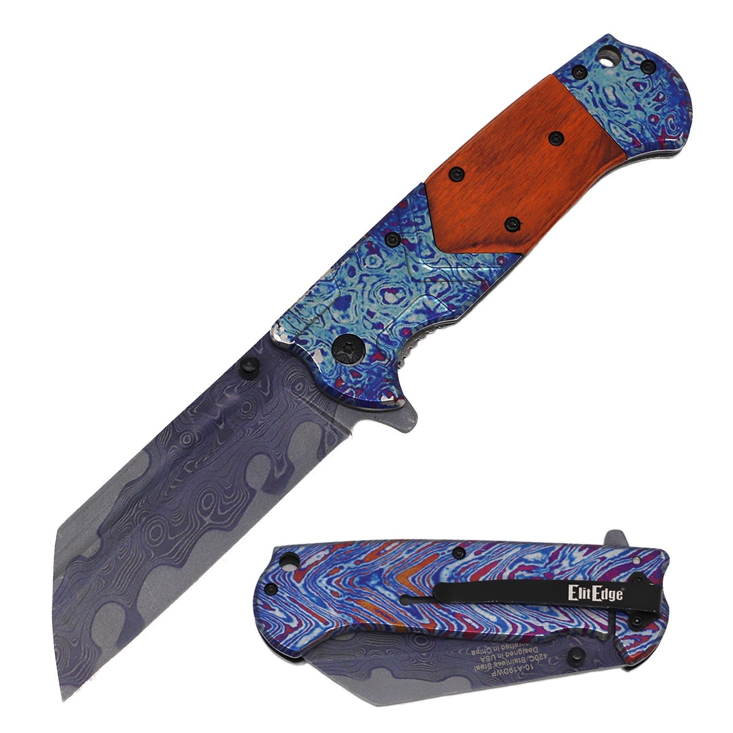 Day Zero Survival Cleaver Razor Spring Assisted Folding Pocket Knife – Multiple Handle Styles