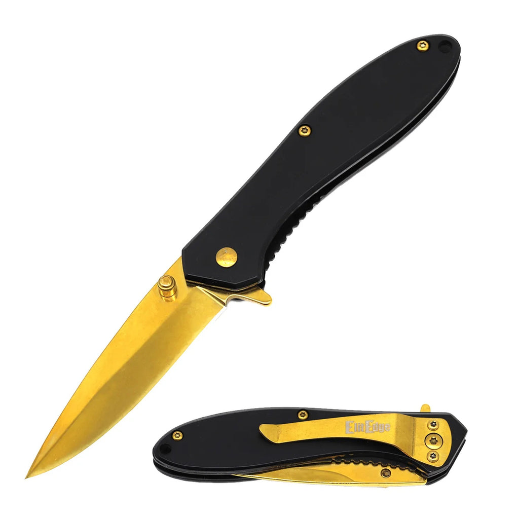 4" Closed Titanium All Metal Spring Assisted Pocket Knife - 3 Color Selection