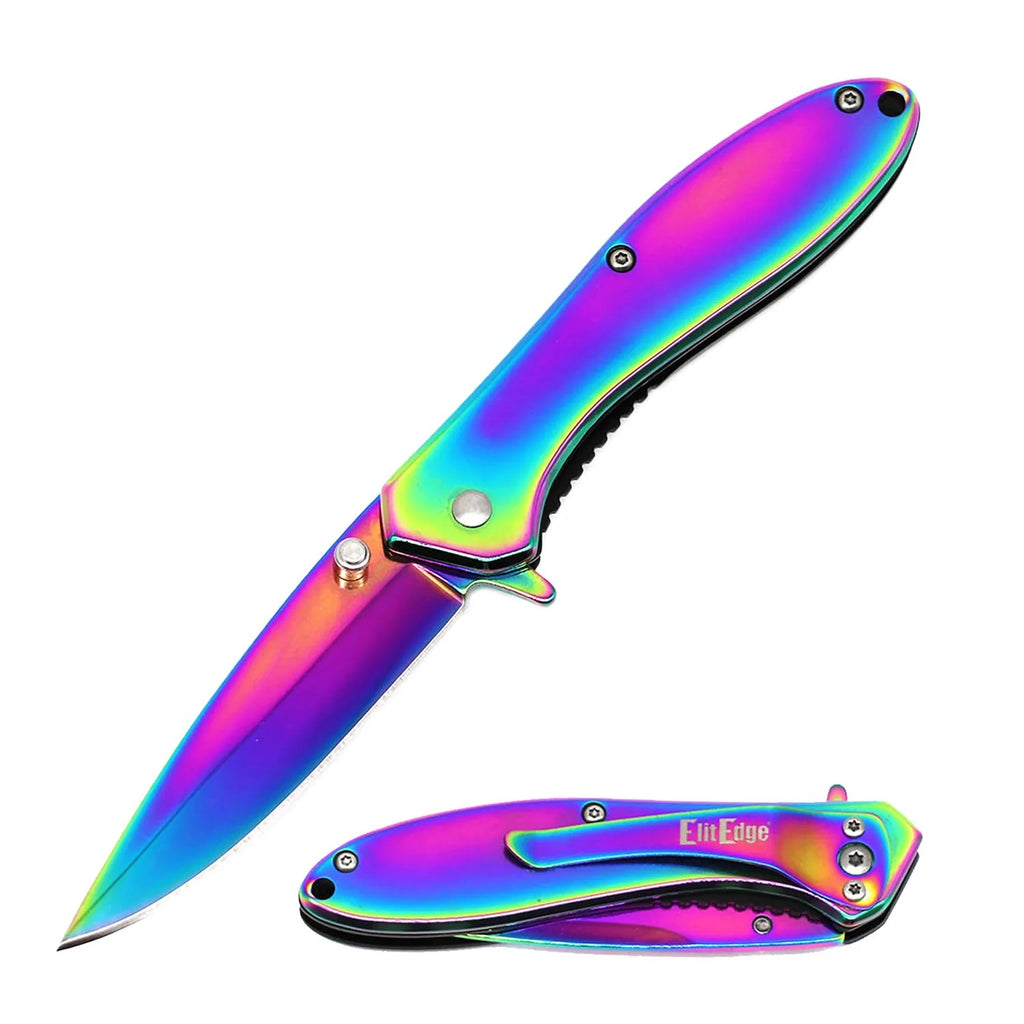 4" Closed Titanium All Metal Spring Assisted Pocket Knife - 3 Color Selection