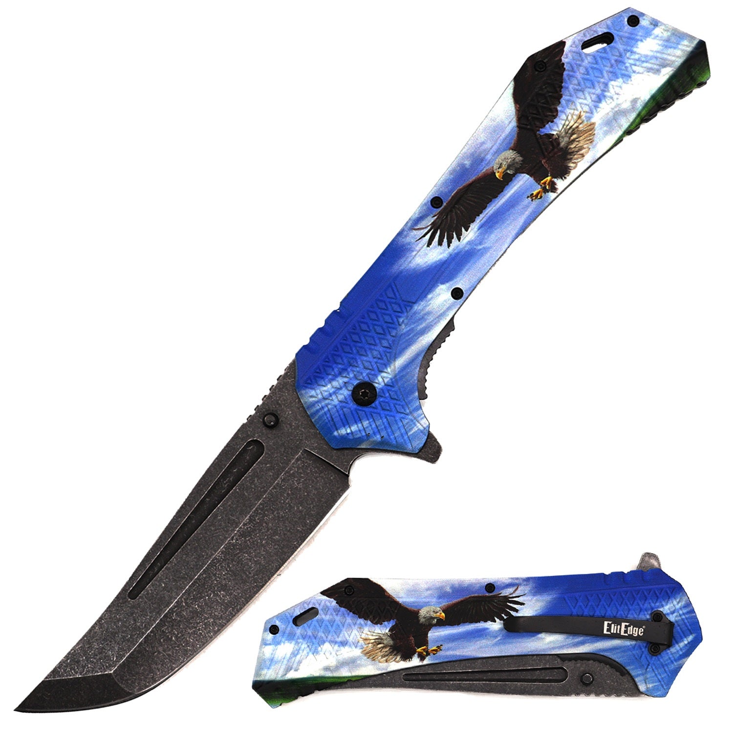 Day Zero Survival 12.25" Jumbo Spring Assisted Folding Pocket Knife – Multiple Graphic Designs