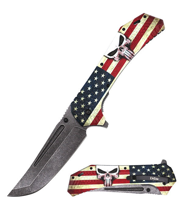 Day Zero Survival 12.25" Jumbo Spring Assisted Folding Pocket Knife – Multiple Graphic Designs