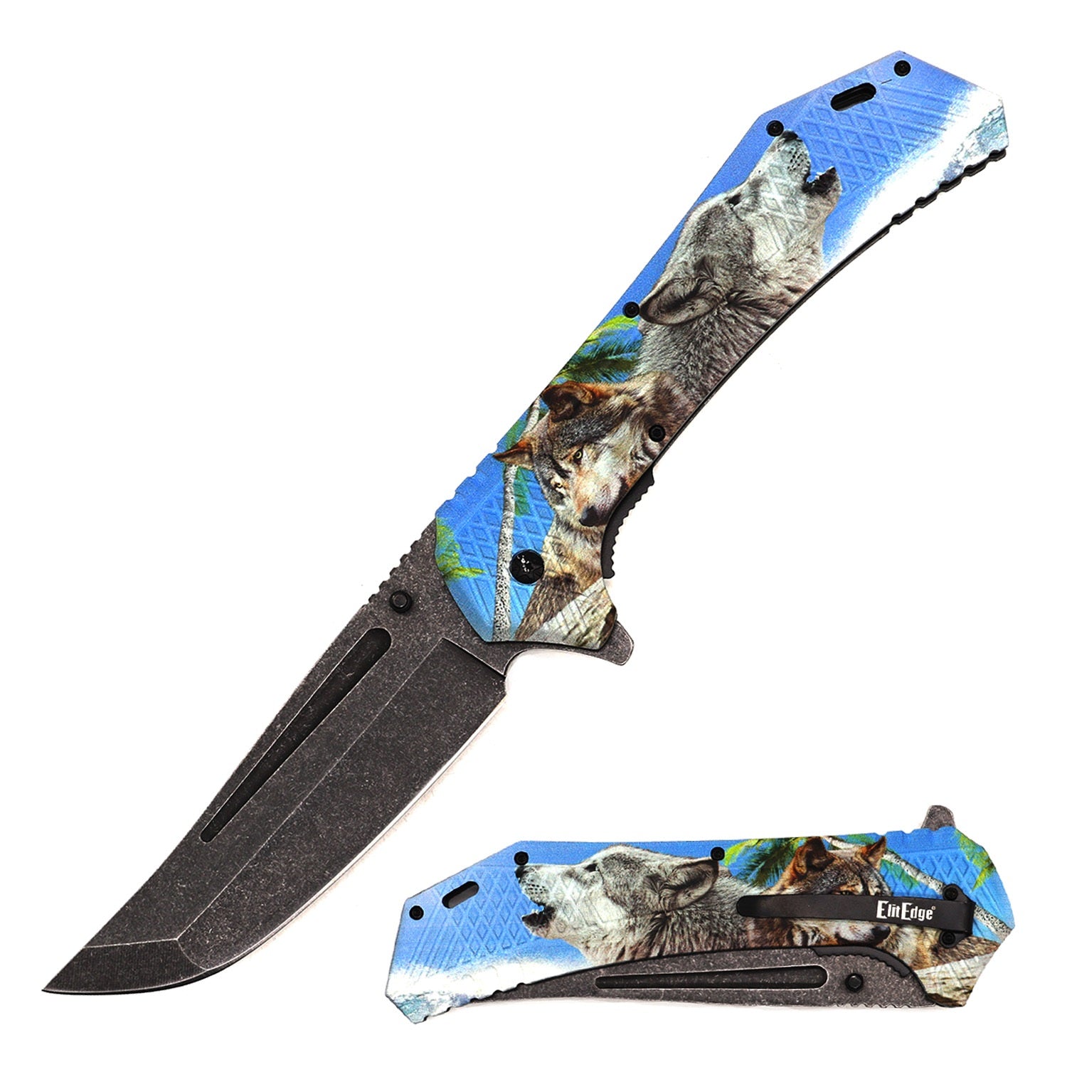 Day Zero Survival 12.25" Jumbo Spring Assisted Folding Pocket Knife – Multiple Graphic Designs