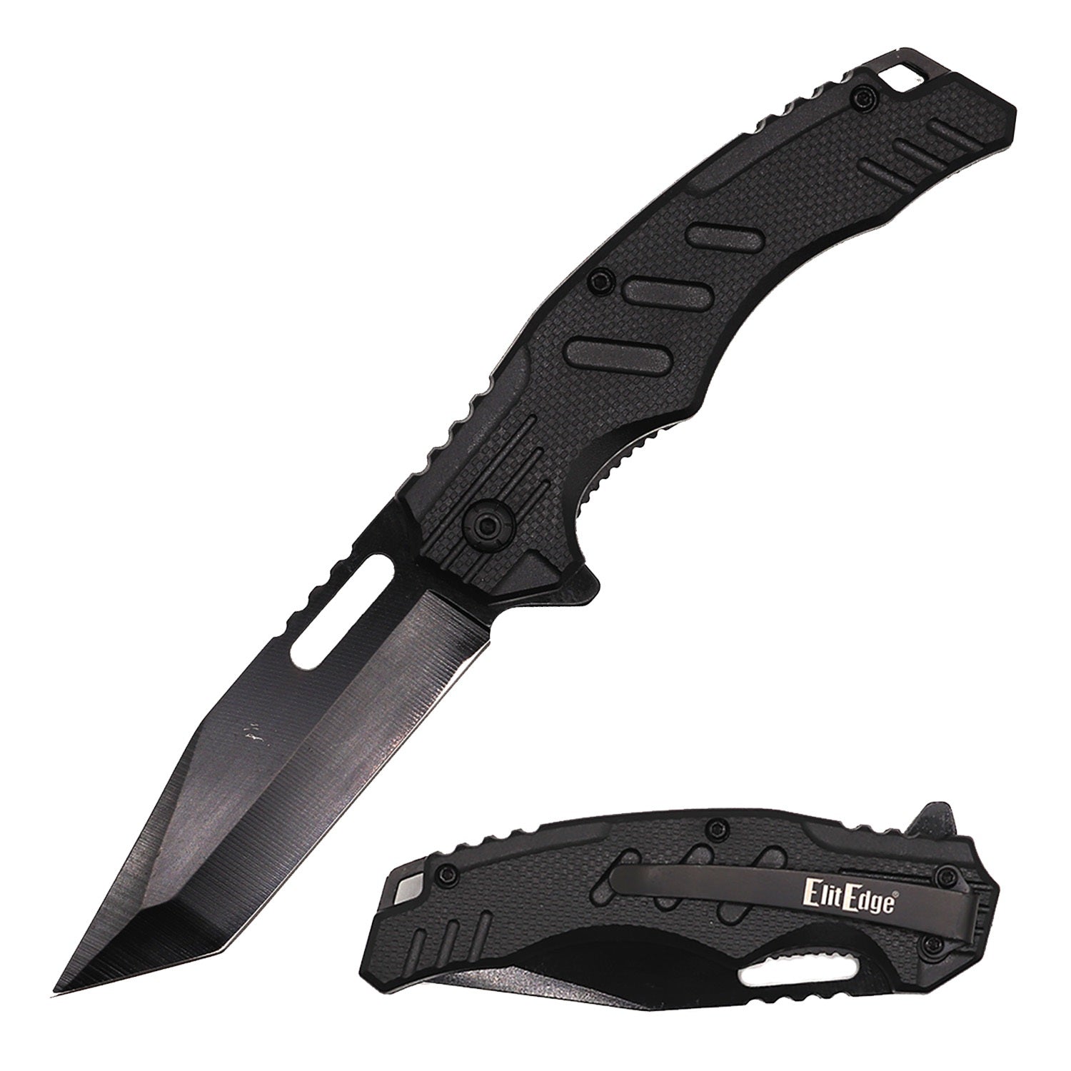 Day Zero Survival 8.5" Tactical Spring Assisted Pocket Knife – Black Tanto Blade
