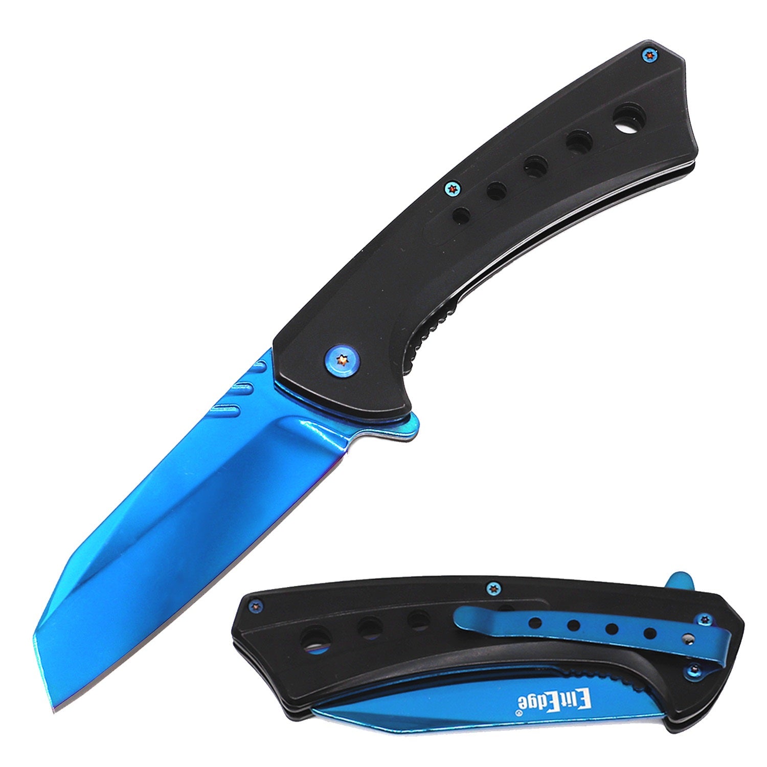 Day Zero Survival 8.25" Tactical Cleaver Razor Spring Assisted Folding Pocket Knife – Multiple Finishes