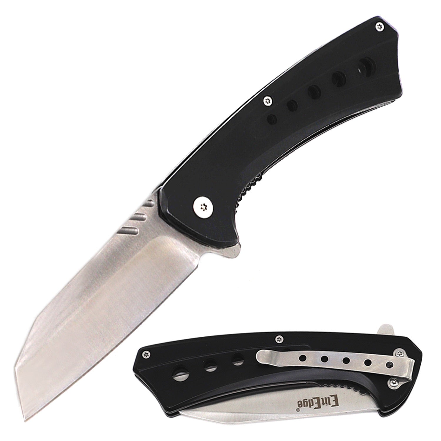 Day Zero Survival 8.25" Tactical Cleaver Razor Spring Assisted Folding Pocket Knife – Multiple Finishes