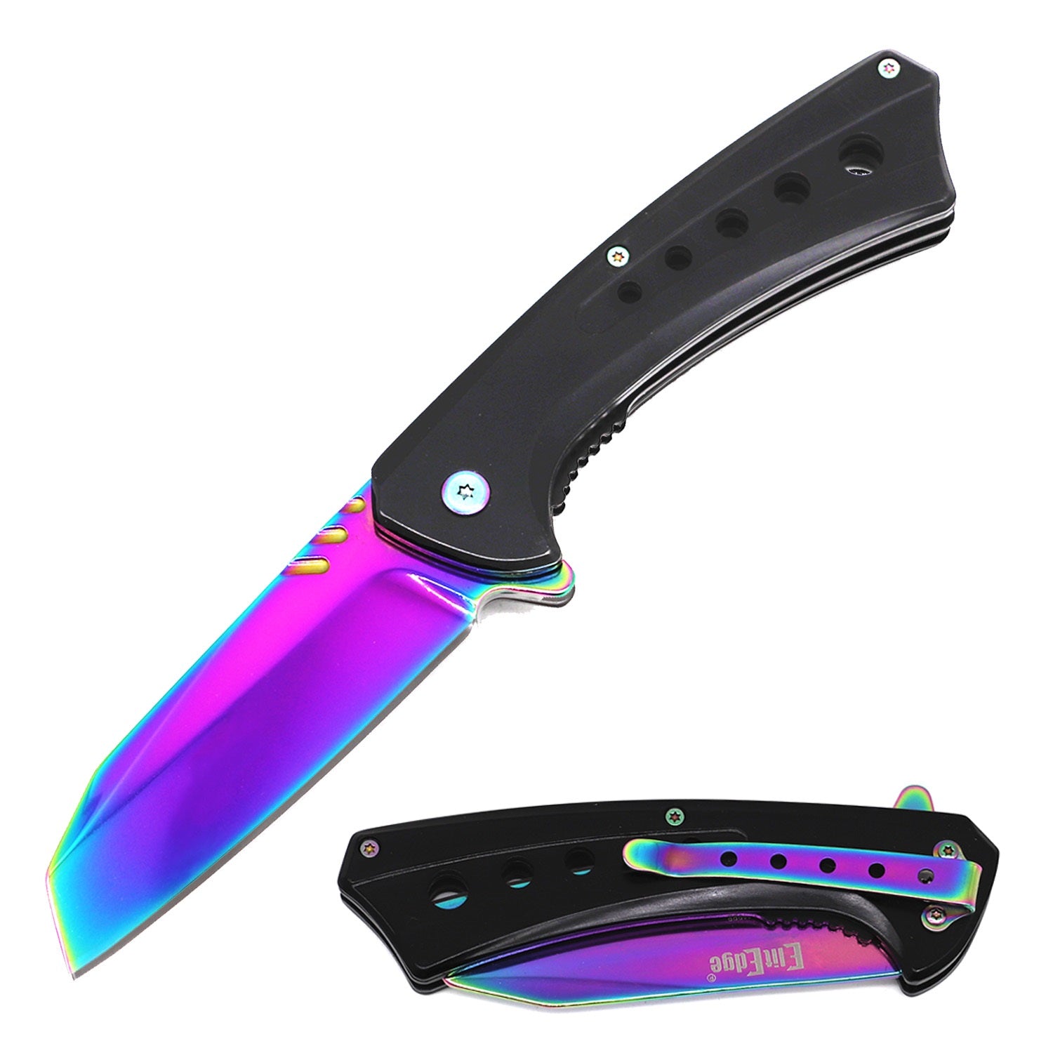 Day Zero Survival 8.25" Tactical Cleaver Razor Spring Assisted Folding Pocket Knife – Multiple Finishes