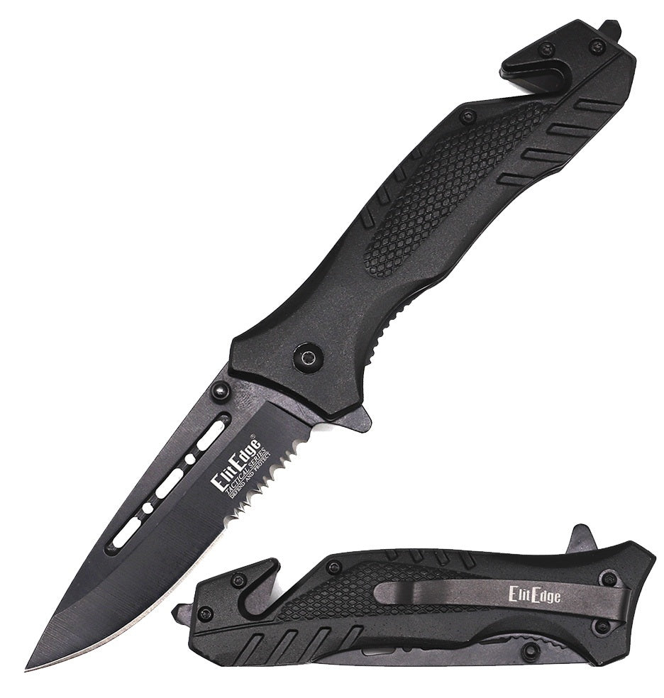 4.75" Closed Aluminum Handle Tactical Rescue Spring Assist Knife - 2 Color Selection