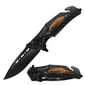 Day Zero Survival Tactical Rescue Spring Assisted Pocket Knife with Wood Handle – Multiple Finishes