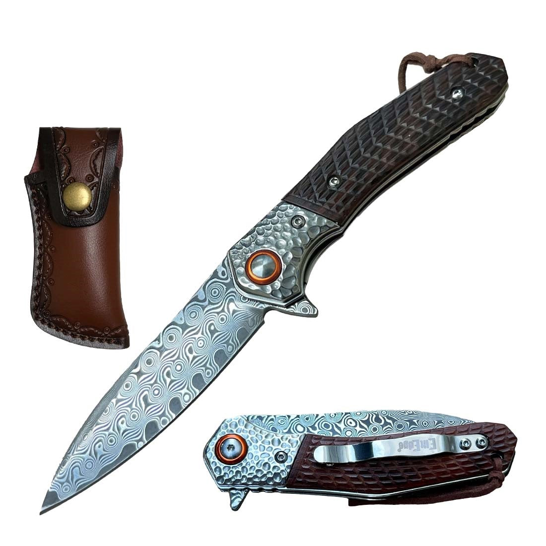 Day Zero Survival Ball Bearing Damascus Steel Pocket Knife – Premium Handle Collection