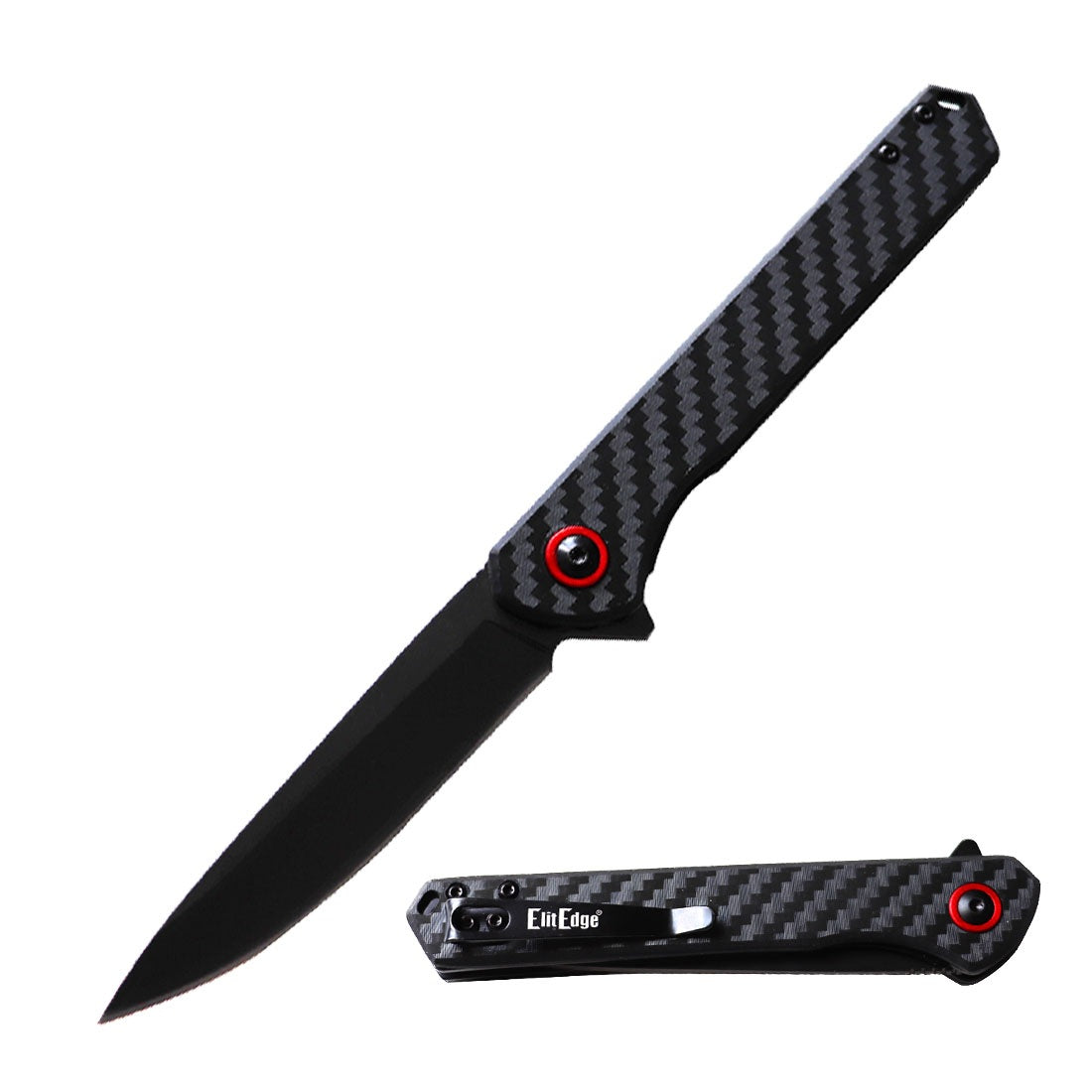Day Zero Survival Ball Bearing 8CR13 Carbon Fiber Handle Pocket Knife – Multiple Blade Finishes