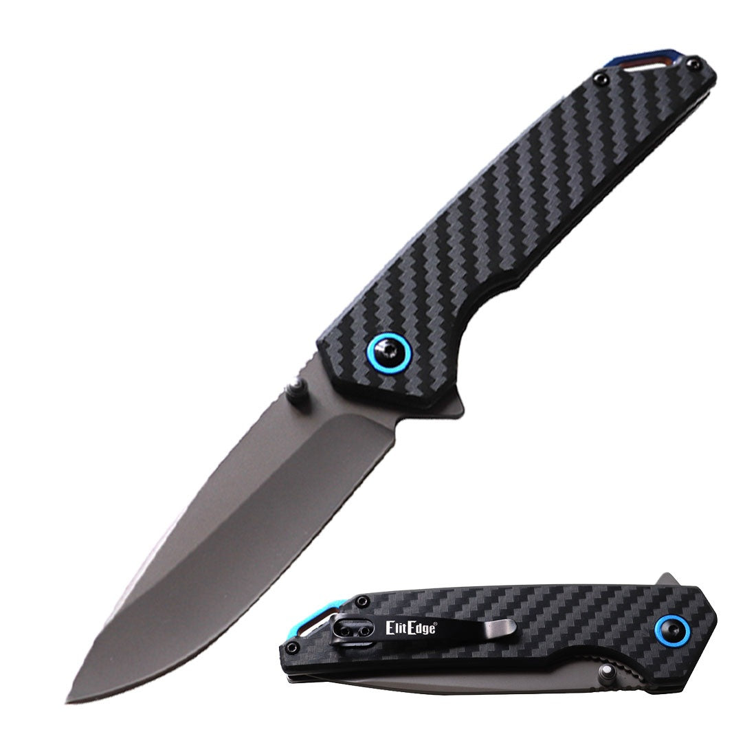 Day Zero Survival Ball Bearing 8CR13 Carbon Fiber Handle Pocket Knife – Multiple Blade Finishes