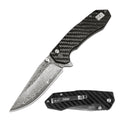 Premium CNC Damascus Ball Bearing Pocket Knife Collection – Carbon Fiber Handles