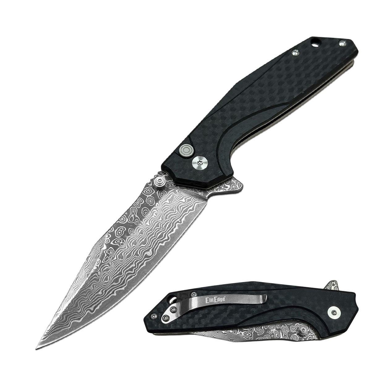 Day Zero Survival Premium Damascus Ball Bearing Pocket Knife – Multiple Blade Styles & Handle Options