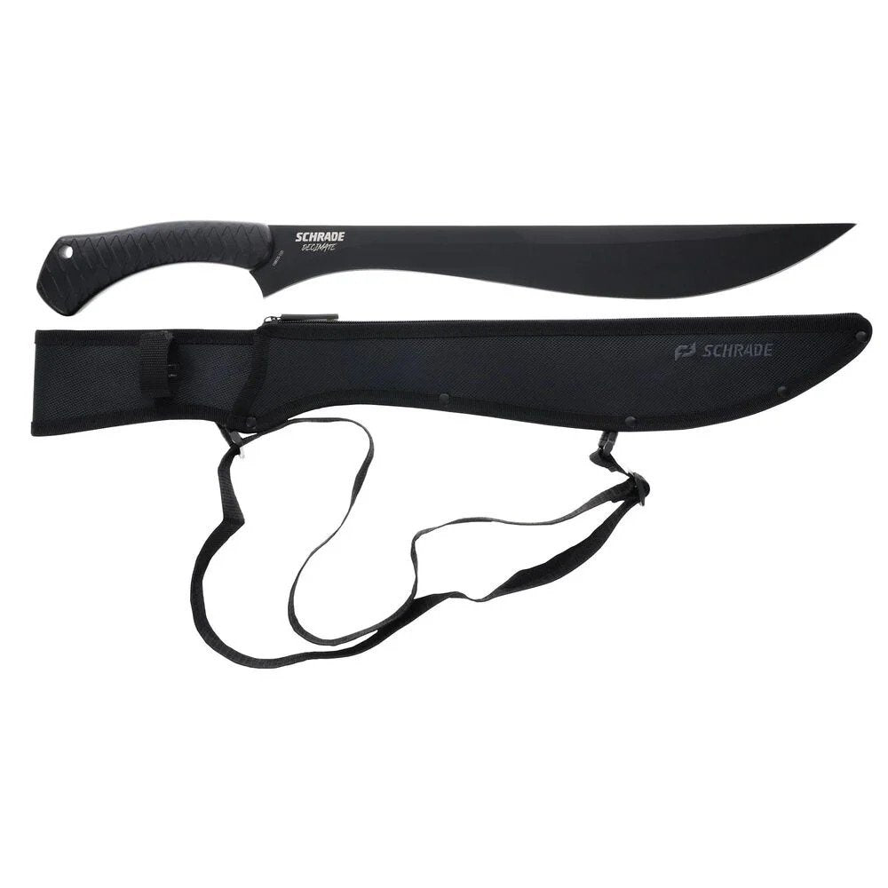 Schrade Decimate Brush Sword Machete – 16” Scimitar Blade, 3Cr13 Steel with Rubberized Grip