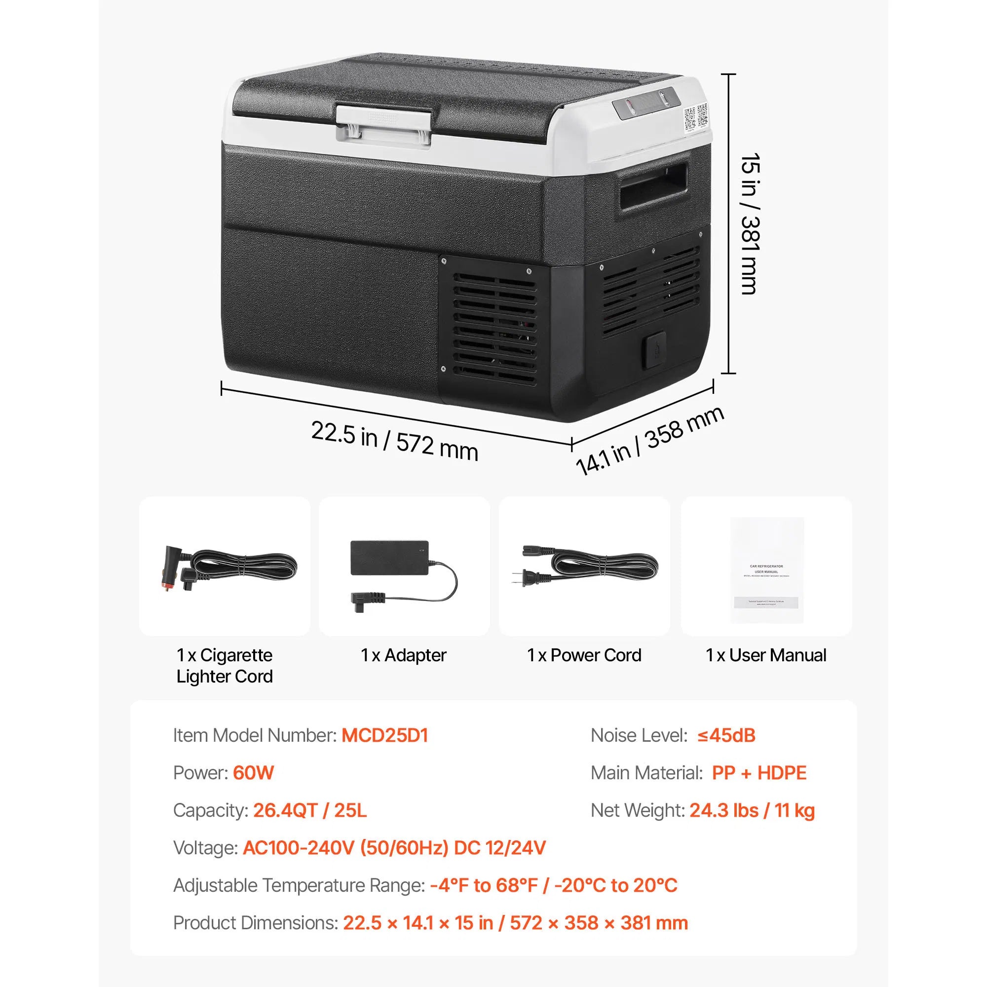 VEVOR 12V Portable Car Refrigerator Freezer