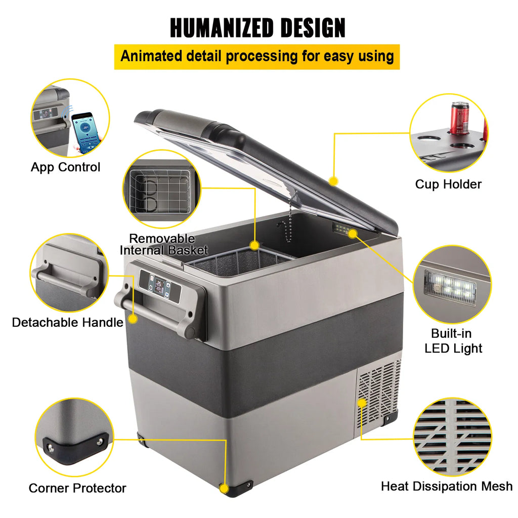 VEVOR 12V Portable Refrigerator Freezer with App Control