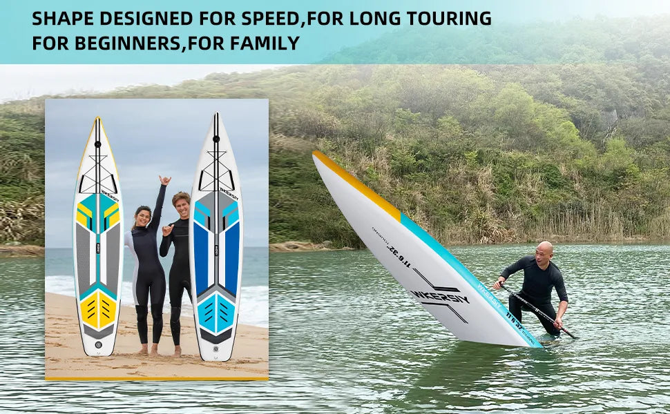 Wkersiy Touring Inflatable Paddle Board SUP – 11'6" / 12'6" with Paddle, Backpack, Pump & Leash