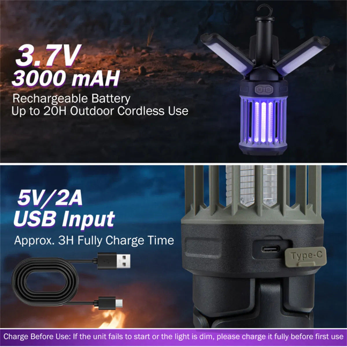 2-in-1 Rechargeable Bug Zapper & Camping Lantern