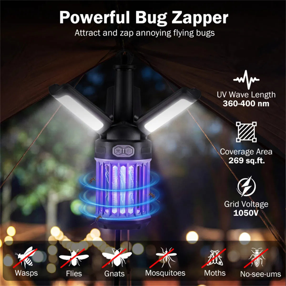 2-in-1 Rechargeable Bug Zapper & Camping Lantern