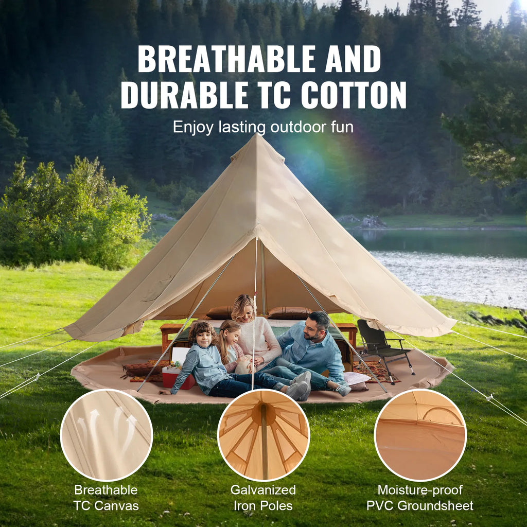 VEVOR Canvas Bell Tent, Waterproof with Stove Jack & Detachable Wall