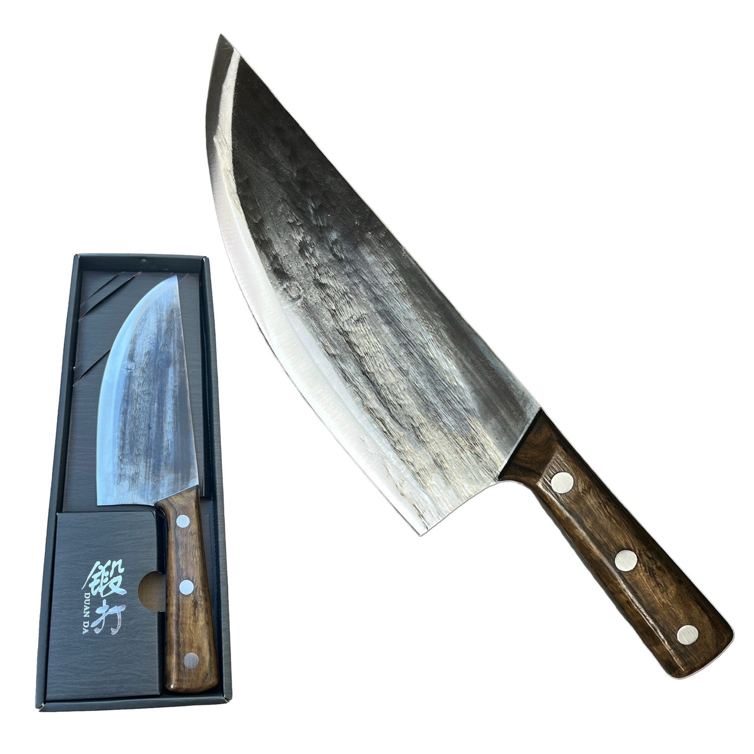 12.75 Inch Handmade Forged High Carbon Steel Kitchen Chef & Butcher Knife – Full Tang with Real Wood Handle