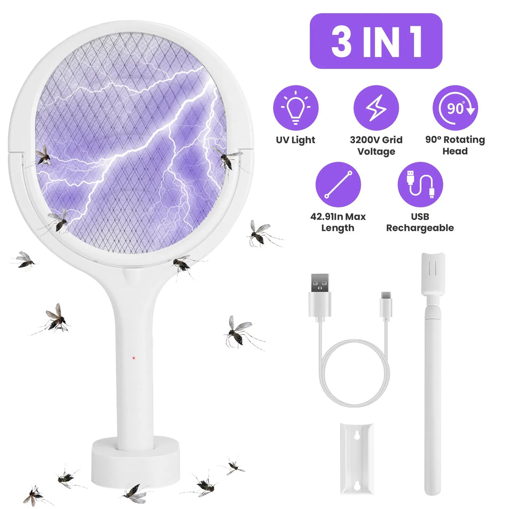 3-in-1 Rechargeable Electric Bug Zapper Racket
