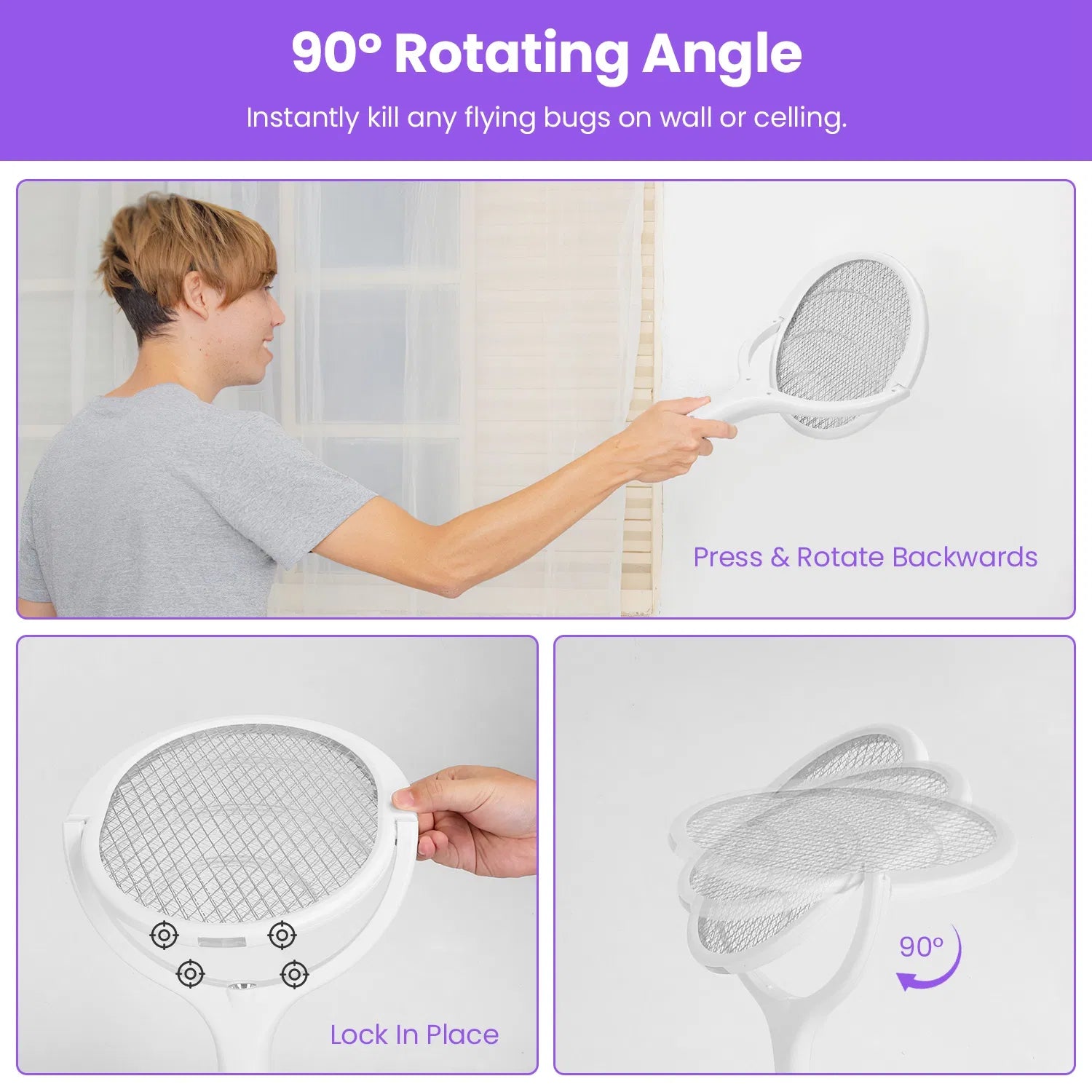 3-in-1 Rechargeable Electric Bug Zapper Racket