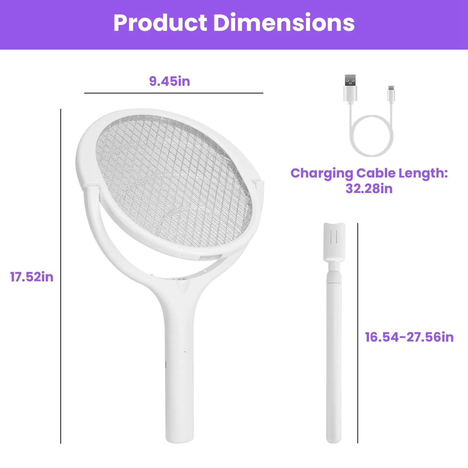 3-in-1 Rechargeable Electric Bug Zapper Racket
