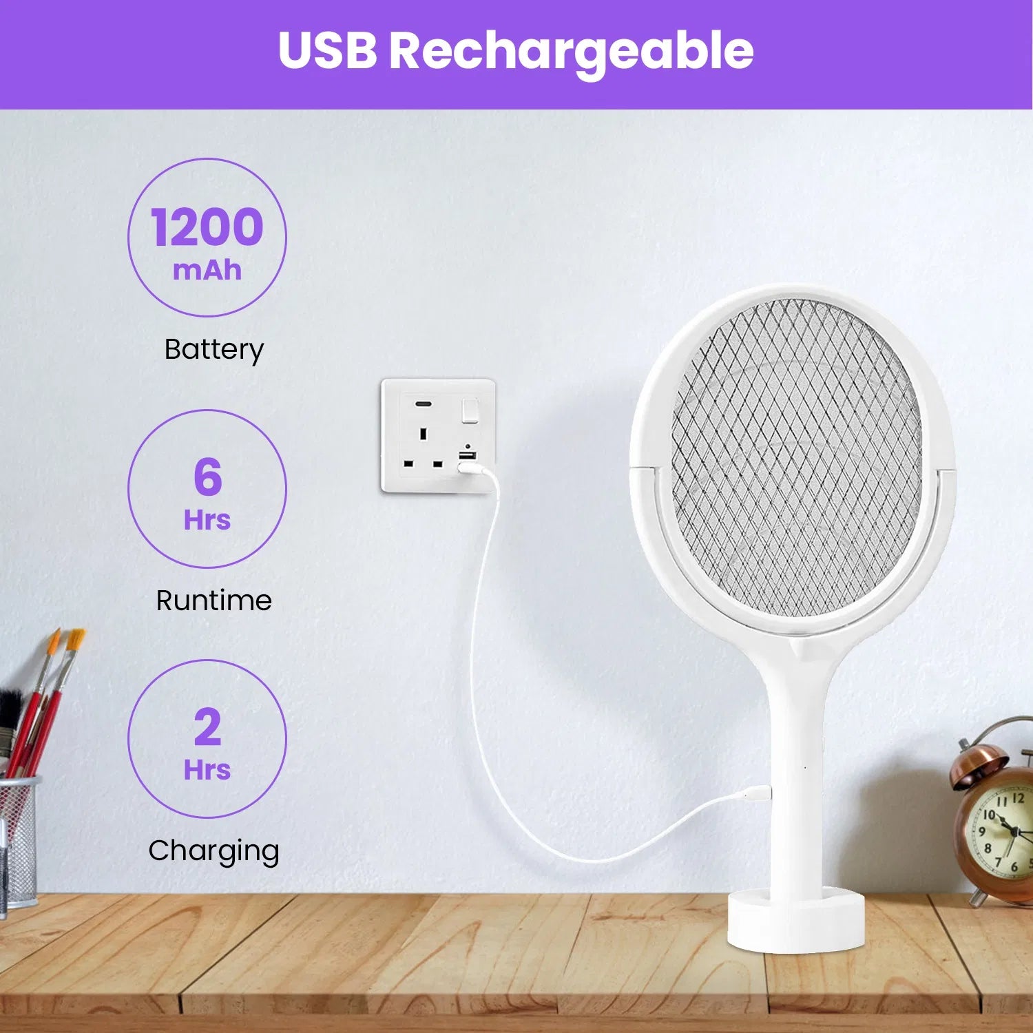 3-in-1 Rechargeable Electric Bug Zapper Racket